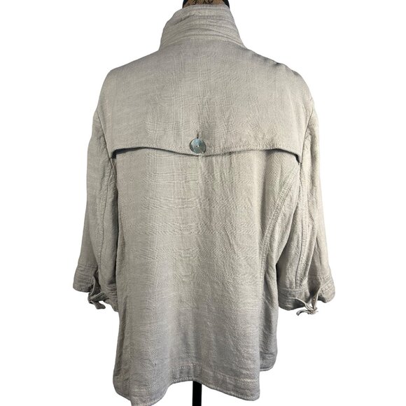 JH Collectibles Woman's 3X Beige Linen Blend Button-Front Jacket Lagenlook - Picture 2 of 9